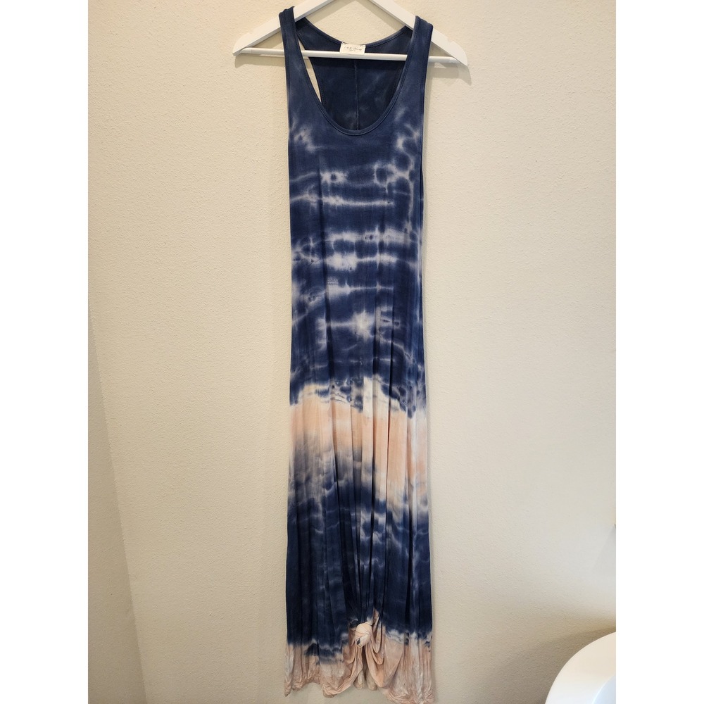 Tie Dye Racerback Maxi Dress Jersey Knit Ombre Boho Womens‎ S